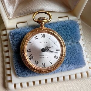 Rona 17 Jewels French Watch Pendant Necklace Inca Bloc Gold Filled Running 10m